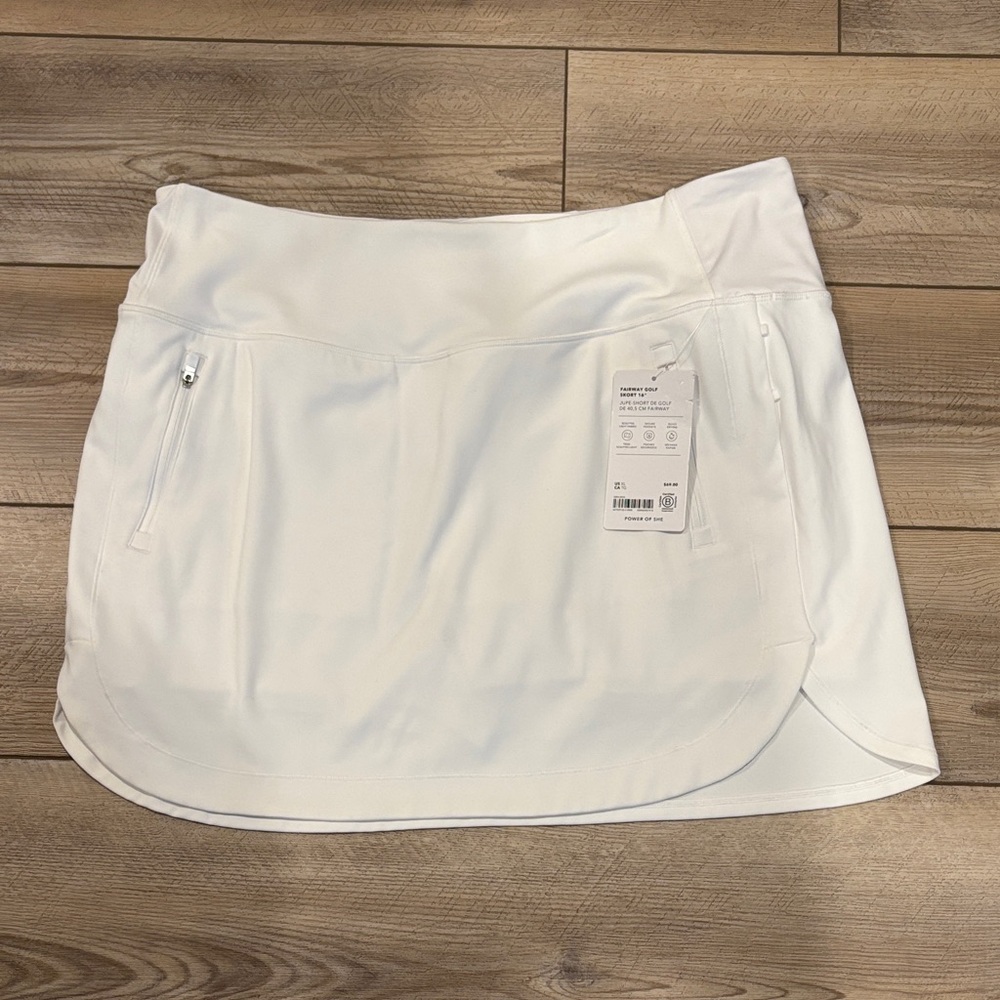 Athleta White Athletic Skort with Zipper Pocket